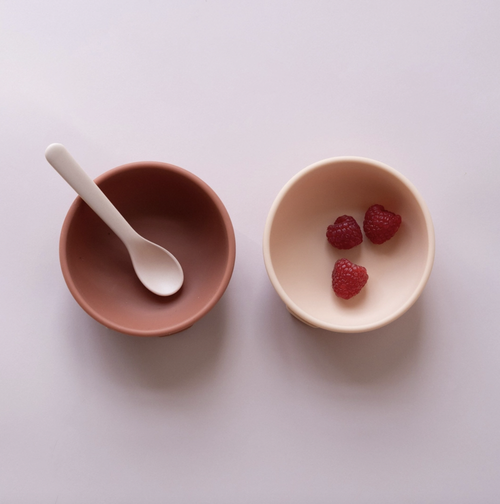 Kids Silicone Suction Bowl Set - Blush/Terracotta
