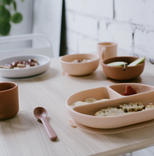 Kids Silicone Suction Bowl Set - Blush/Terracotta