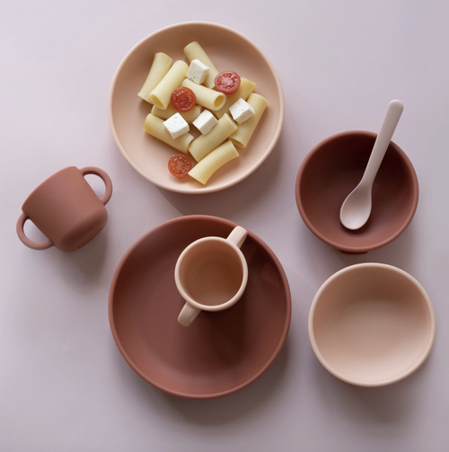 Kids Silicone Suction Plate Set - Blush/Terracotta