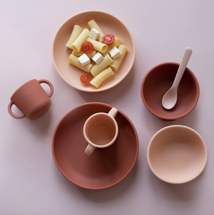 Kids Silicone Suction Plate Set - Blush/Terracotta