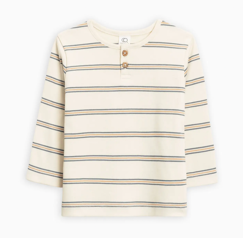 Reef Long-Sleeve Henley - Oak Stripe/Harbor