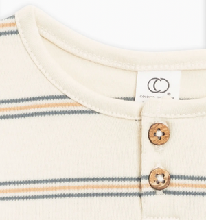 Reef Long-Sleeve Henley - Oak Stripe/Harbor