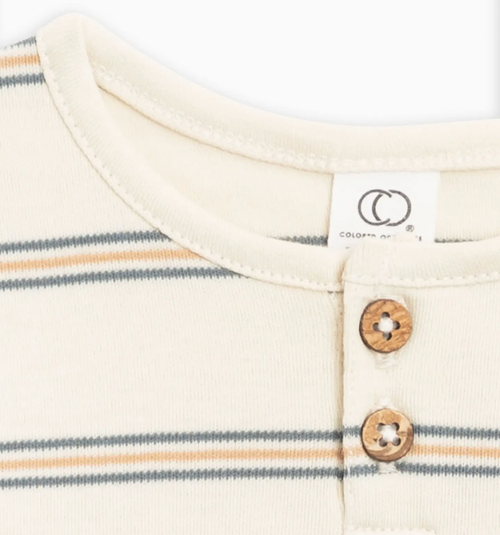 Reef Long-Sleeve Henley - Oak Stripe/Harbor