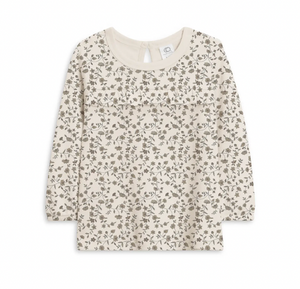 Sorren Long-Sleeve-Ruffle Yoke Tee - Pip Vine/Truffle