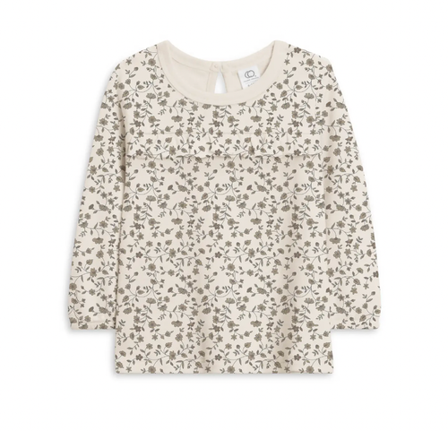 Sorren Long-Sleeve-Ruffle Yoke Tee - Pip Vine/Truffle