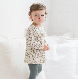 Sorren Long-Sleeve-Ruffle Yoke Tee - Pip Vine/Truffle