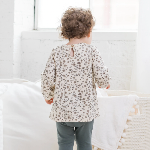 Sorren Long-Sleeve-Ruffle Yoke Tee - Pip Vine/Truffle
