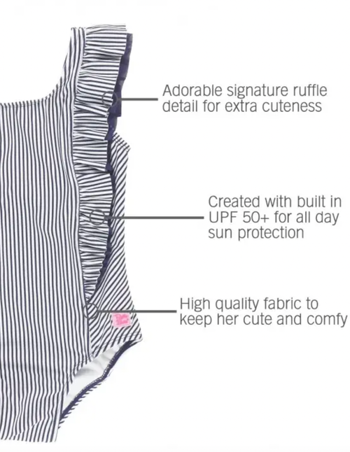 Navy Stripe Waterfall One Piece