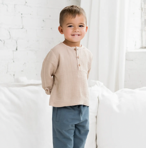 Muslin Croix Convertible Long Sleeve Top - Clay