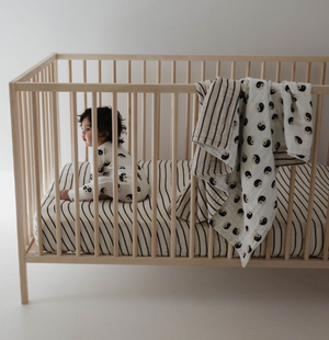 Muslin Crib Sheet | Grey & Black Stripe