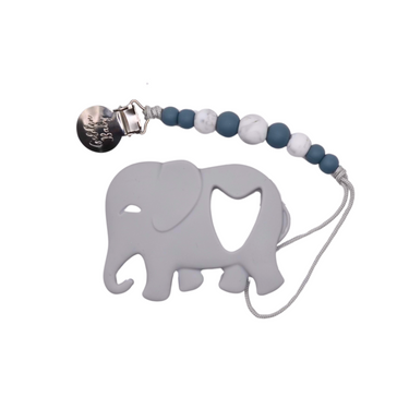 Grey elephant teether set for babies, perfect for soothing gums and promoting healthy teething.