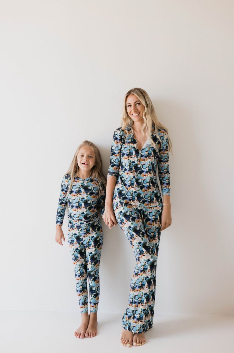 Bamboo two-piece pajamas in Charli print for babies, soft and cozy sleepsuit for comfortable sleep.