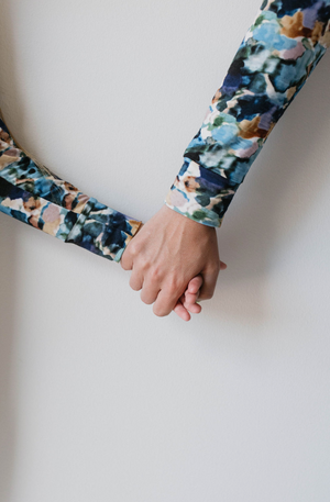 Bamboo two-piece pajamas in Charli print for babies, angle view showcasing soft, breathable fabric.