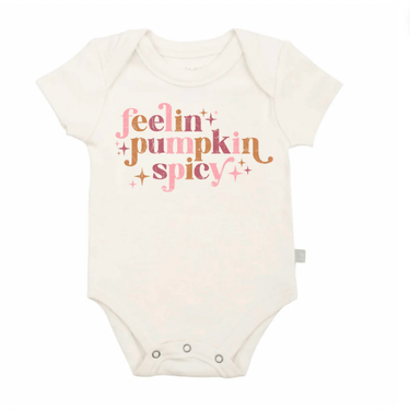 Pumpkin Spicy graphic bodysuit for babies - cute short sleeve onesie perfect for fall outfits.