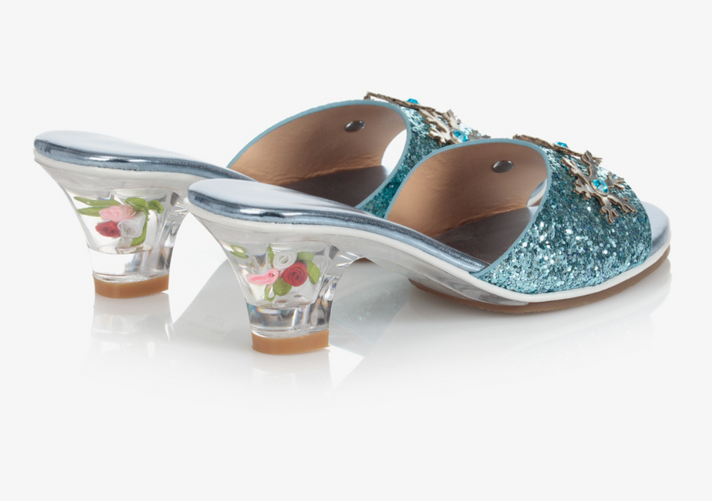 Blue Slipper High-heel Ice Queen costume accessory for kids, perfect for carnival and festive occasions. Available in 3 sizes.