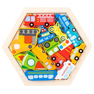 Wooden Toy Hexagonal Tangram for Children Multivariant