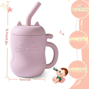 Silicone Straw Water Bottle for children multivariant