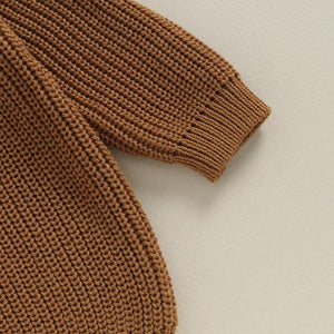 Toddler boys' cotton sweater with letter embroidery, loose knit pullover, perfect for big brothers.