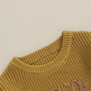 Cotton long sleeve sweater for boys with "Big Brother" embroidery, perfect for toddlers.
