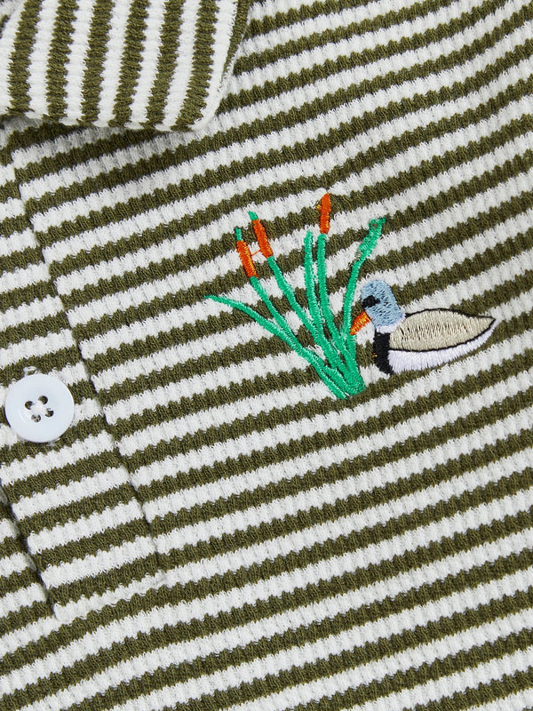 Baby Toddler Boys 2Pcs Long Sleeve Embroidery Duck Top with Striped Pants Infant Clothes Set