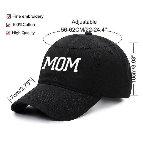 Embroidered Cotton Baseball Cap MOM and DAD