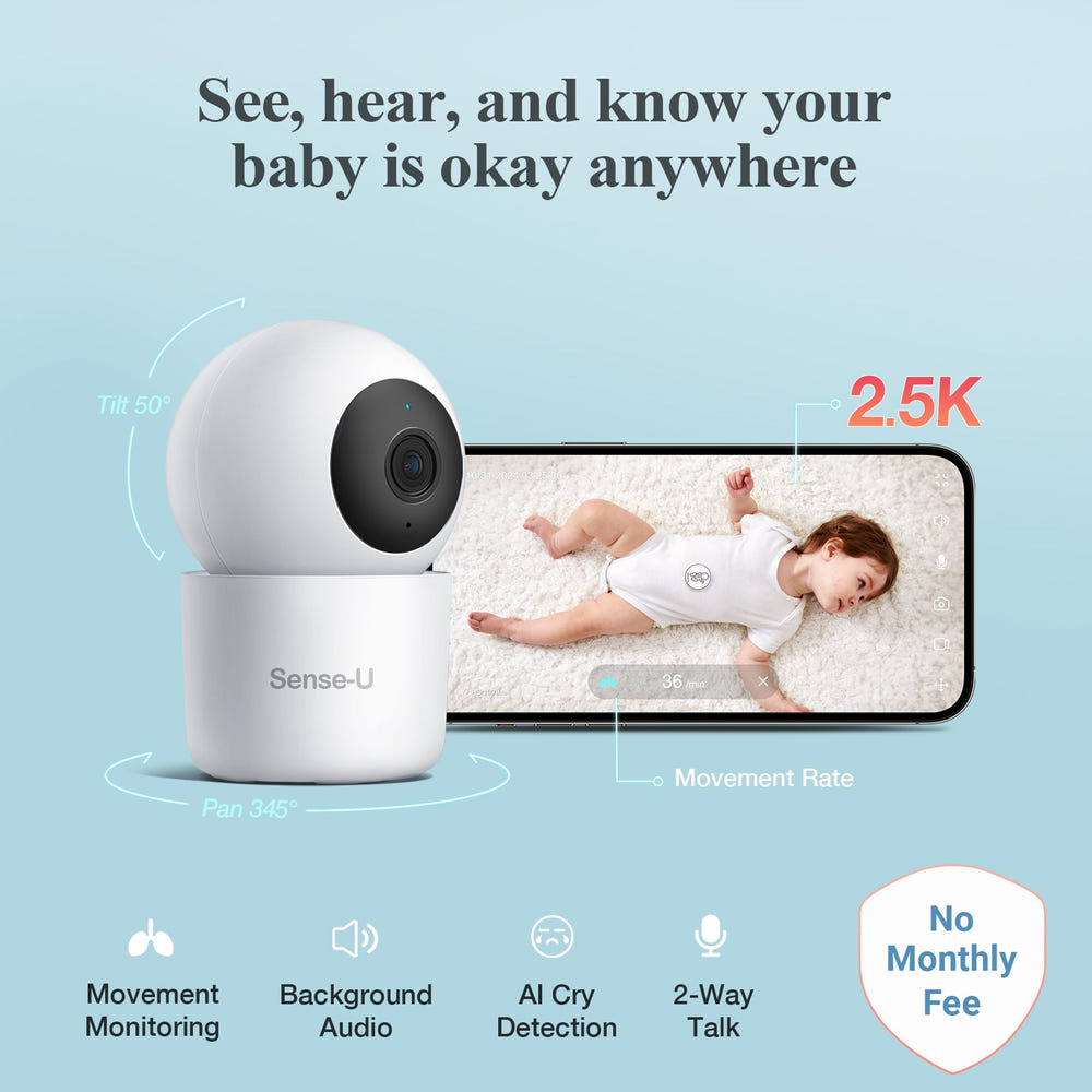 AI 2K PTZ Cam baby monitor for clear, secure monitoring of your little one.