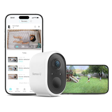 AI Battery Cam baby monitor for enhanced safety and convenience, featuring a sleek design and advanced technology.