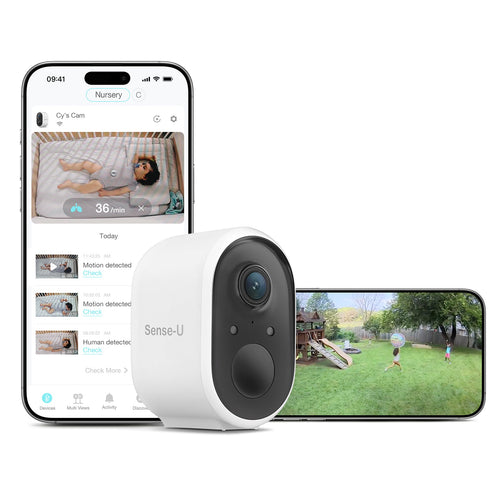 AI Battery Cam baby monitor for enhanced safety and convenience, featuring a sleek design and advanced technology.