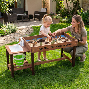 Sensory Table with Water Pump & Sink and 33 Sand Toys for Toddlers