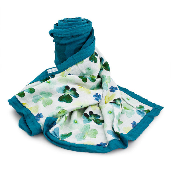 Kanga Care Bamboo Muslin Blanket - Forever: Clover (reversible)