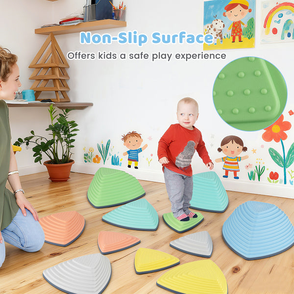 Set of 6 Stepping Stones for Kids Non-Slip Balance Stones with Storage Bag