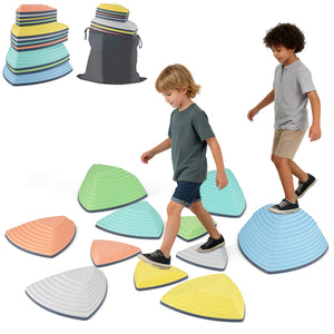 Set of 6 Stepping Stones for Kids Non-Slip Balance Stones with Storage Bag