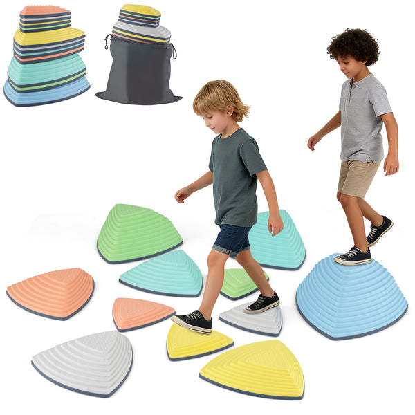 Set of 6 Stepping Stones for Kids Non-Slip Balance Stones with Storage Bag