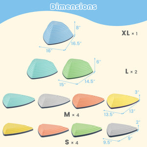 Set of 6 Stepping Stones for Kids Non-Slip Balance Stones with Storage Bag