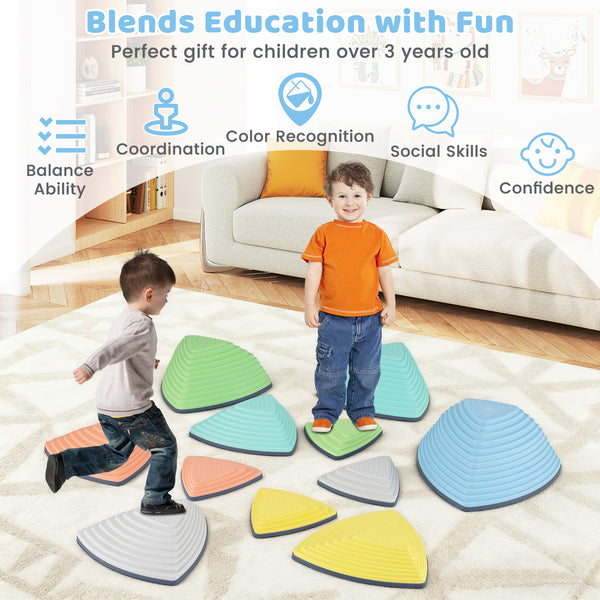 Set of 6 Stepping Stones for Kids Non-Slip Balance Stones with Storage Bag