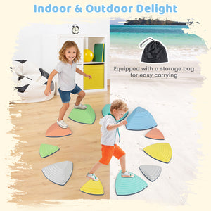 Set of 6 Stepping Stones for Kids Non-Slip Balance Stones with Storage Bag