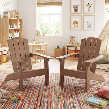 Set of 2 Kid's Adirondack Chair with with High Backrest and Armrests