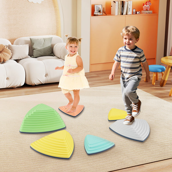 Set of 6 Stepping Stones for Kids Non-Slip Balance Stones with Storage Bag