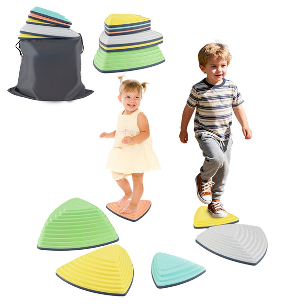 Set of 6 Stepping Stones for Kids Non-Slip Balance Stones with Storage Bag