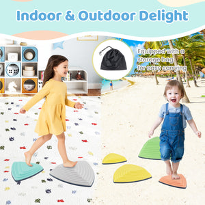 Set of 6 Stepping Stones for Kids Non-Slip Balance Stones with Storage Bag