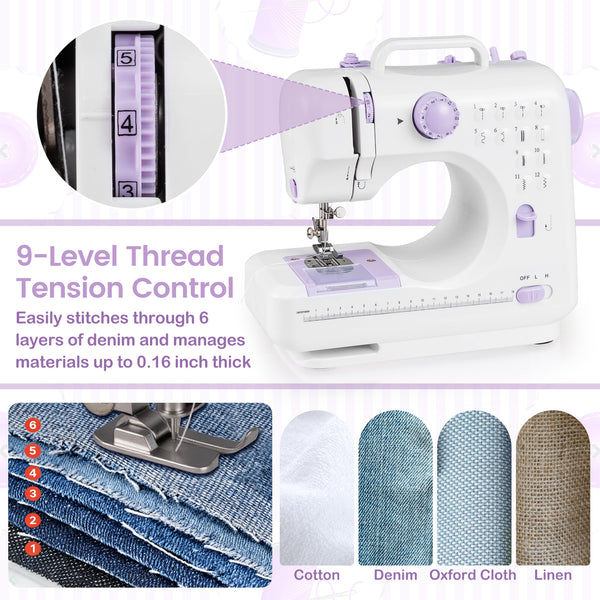 Sewing Machine for Beginners Mini Sewing Machine with 12 Built-in Stitches