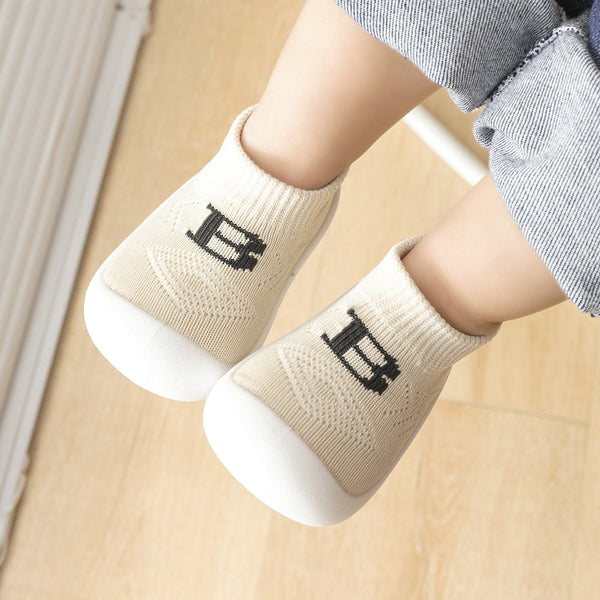 Baby "B" Sock Shoes in Khaki, stylish and comfy footwear for infants, shown from angle 7.