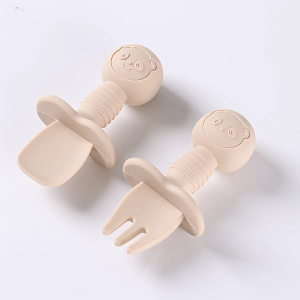 2pcs Food Grade Silicone Cutlery for Children Multivariant