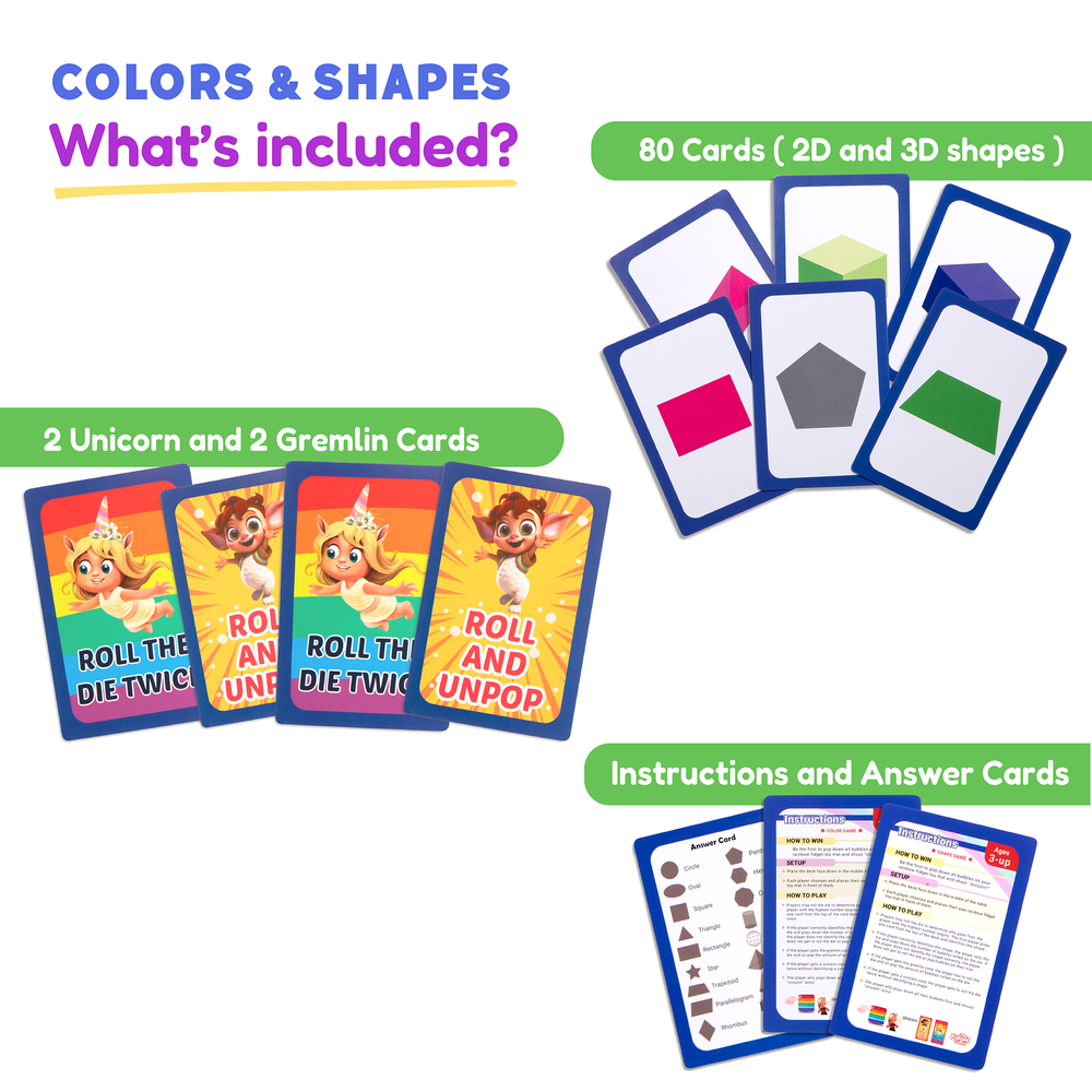 2D & 3D Shapes & Colors Card Pack for early learning and sensory play, featuring vibrant educational designs.