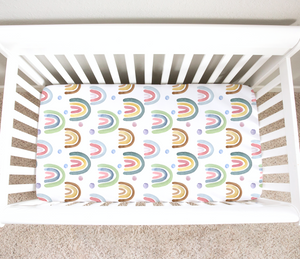 Blue Rainbow Fitted Crib Sheet