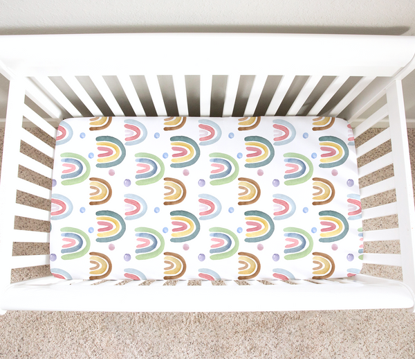 Blue Rainbow Fitted Crib Sheet