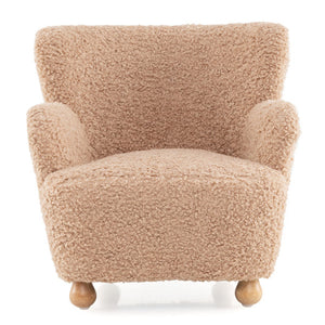 Sherpa Kids Sofa Comfy Toddler Armchair with Solid Rubber Wood Legs-Pink