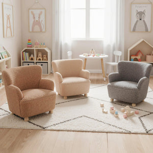 Sherpa Kids Sofa Comfy Toddler Armchair with Solid Rubber Wood Legs-Pink