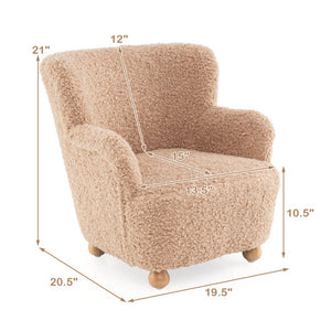 Sherpa Kids Sofa Comfy Toddler Armchair with Solid Rubber Wood Legs-Pink