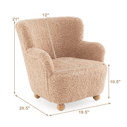 Sherpa Kids Sofa Comfy Toddler Armchair with Solid Rubber Wood Legs-Pink